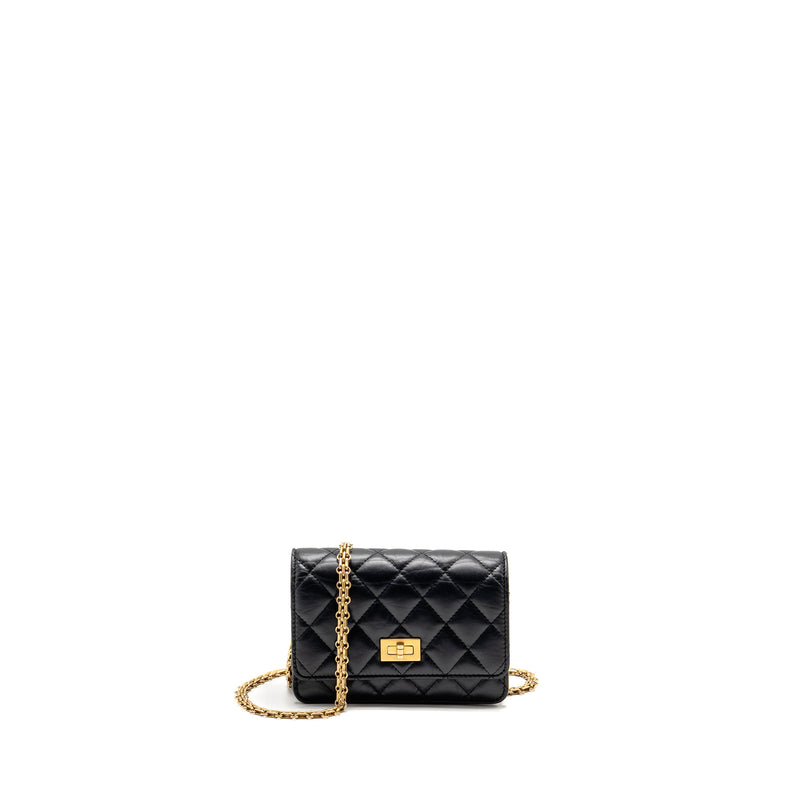Chanel Mini 2.55 Reissue Wallet on Chain Aged Calfskin Black GHW(microchip)
