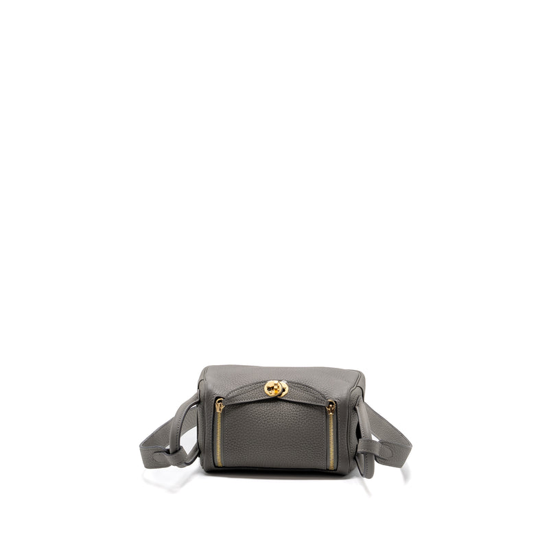 Hermes Mini Lindy Clemence Gris Meyer GHW Stamp U