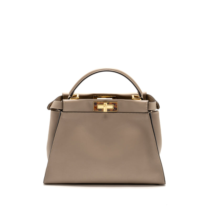 Fendi Medium Peekaboo Bag Calfskin Beige GHW