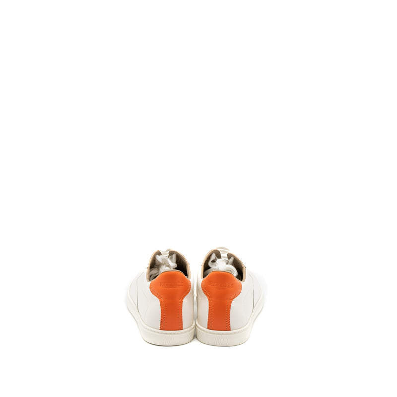 Hermes Size 42 Homme Sneaker Calfskin White / Orange