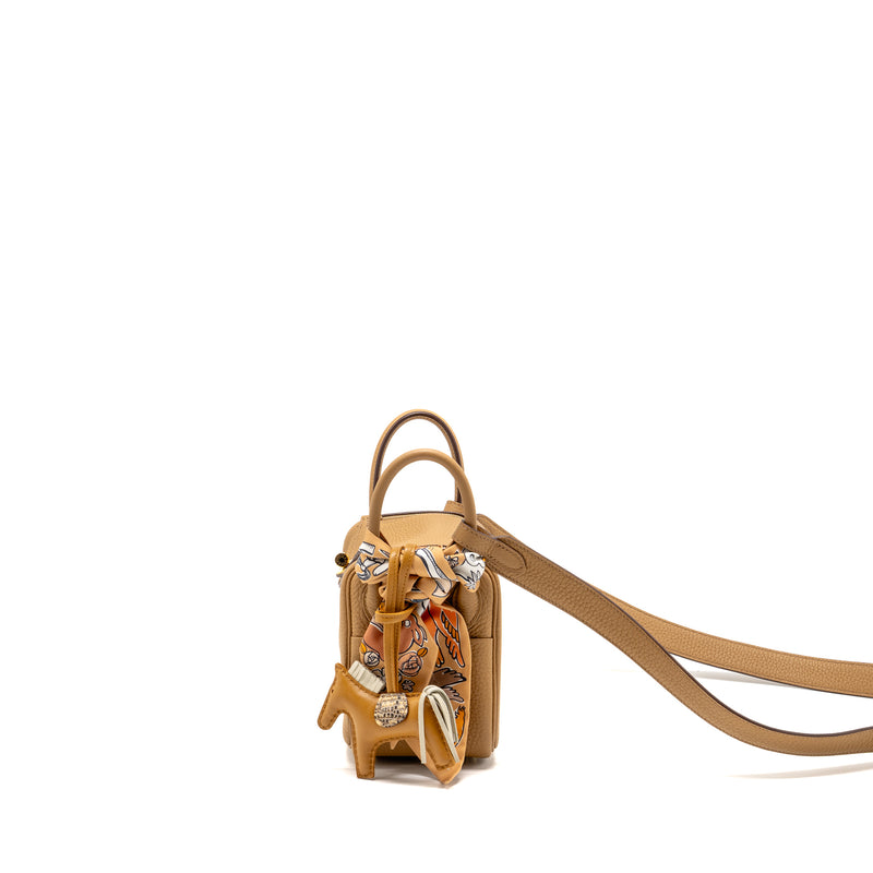 Hermes Mini Lindy Clemence Biscuit GHW Stamp B with Rodeo and Twilly (Sell in A Set)