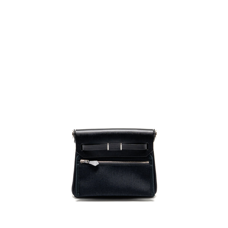 Hermes Mini Herbag canvas / hunter leather black SHW stamp K