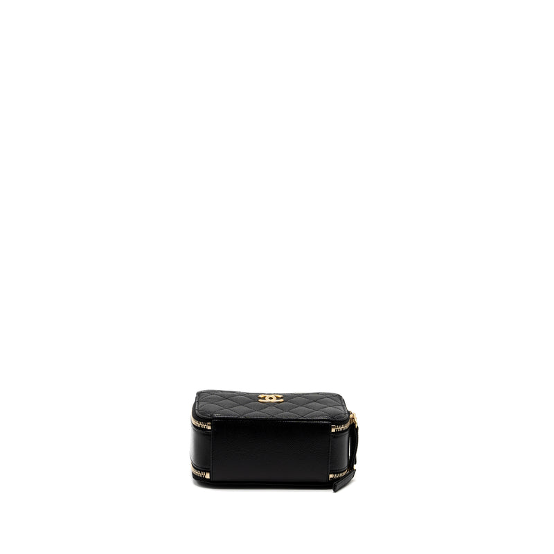 Chanel 22S Letter Top Handle Small Vanity Case Caviar Black Brushed GHW (Microchip)