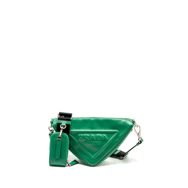 Prada Triangle Shoulder Bag Leather Green SHW