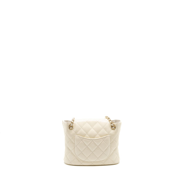 CHANEL Seasonal Square Flap Bag With Chain Patent White LGHW (Microchip)