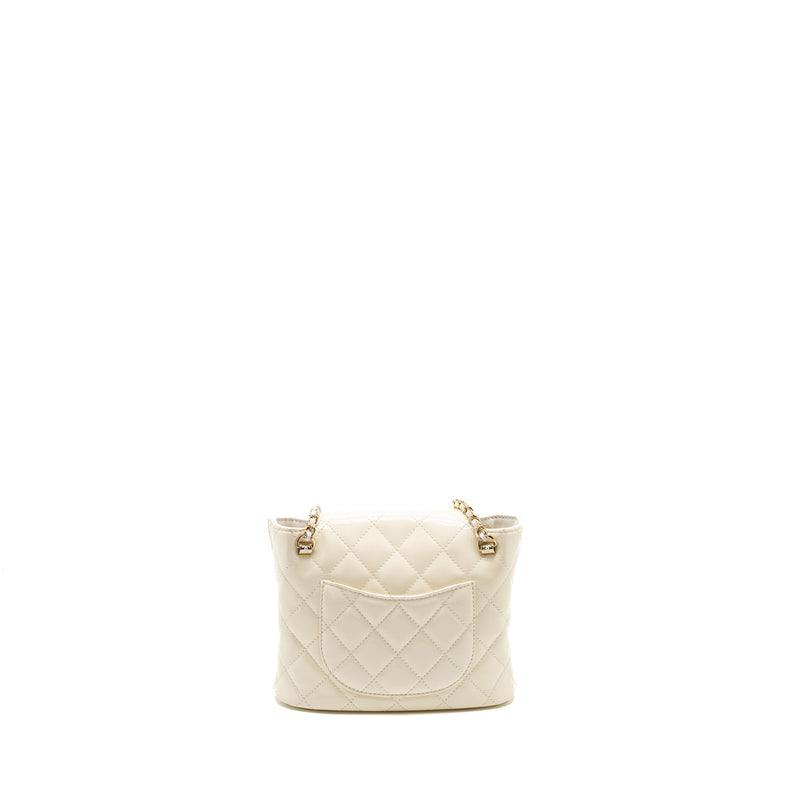 CHANEL Seasonal Square Flap Bag With Chain Patent White LGHW (Microchip)