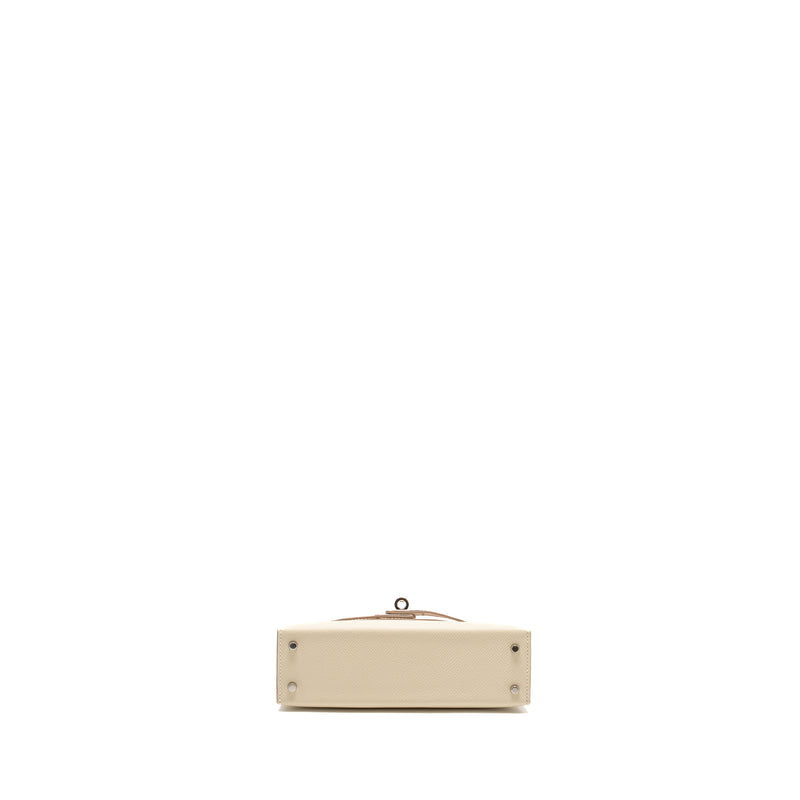 Hermes Mini Kelly II Epsom Craie/Mauve Pale/Gold SHW Stamp B