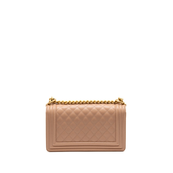 Chanel Medium Boy Bag Grained Calfskin Beige GHW