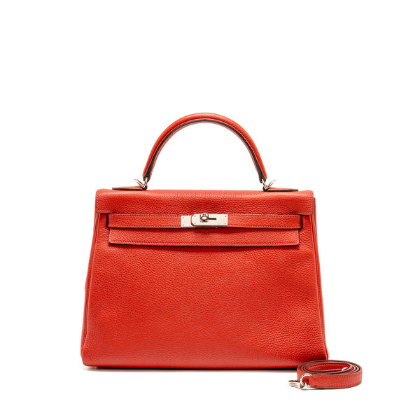 Hermes kelly 32 togo red SHW stamp square F