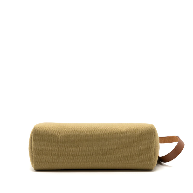 Hermes Herbag 31 Zip Bag Retourne Canvas/Vache Hunter Poussiere/Fauve GHW Stamp Y