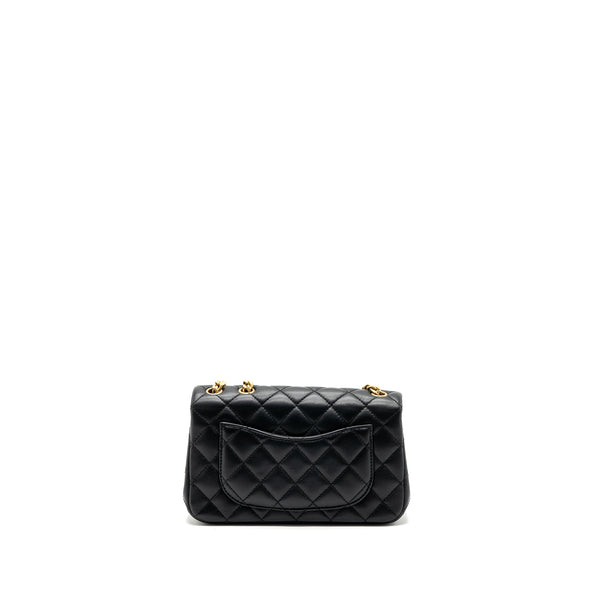 Chanel 23S camellia adjustable chain mini rectangular flap bag lambskin black GHW (microchip)