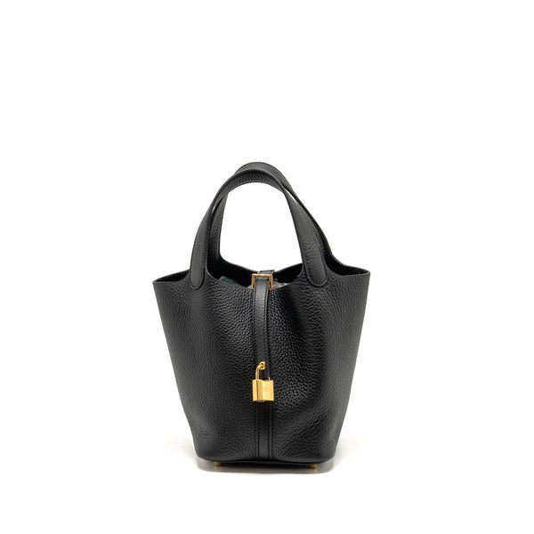 Hermes Picotin 18 Lock Bag Clemence Black GHW Stamp W