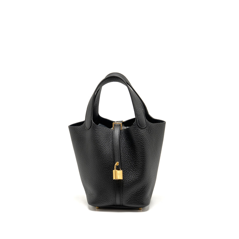Hermes Picotin 18 Lock Bag Clemence Black GHW Stamp W