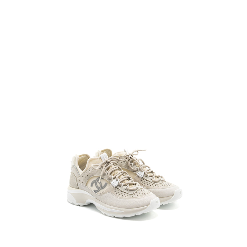 Chanel Size 37 Trainers Suede White/Ivory