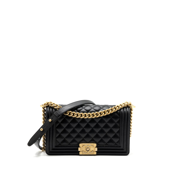 Chanel Medium Classic Boy Bag Caviar Black GHW (microchip)