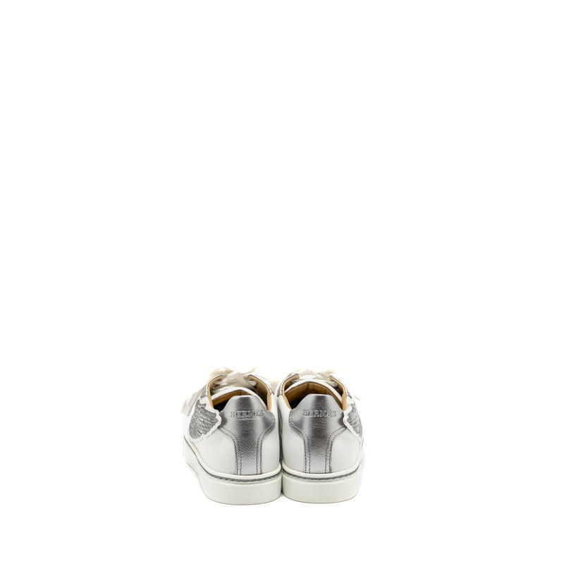 Hermes Size 37 Wing Sneakers Leather White/Silver SHW