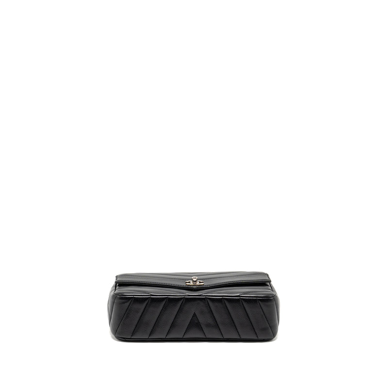 Chanel Envelop Flap Bag Chevron Caviar Black SHW