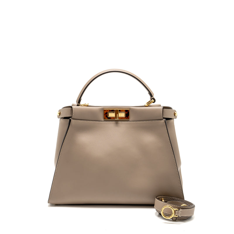 Fendi Medium Peekaboo Bag Calfskin Beige GHW