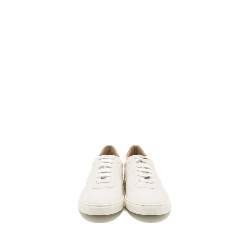 Hermes Size 42 Homme Sneaker Calfskin White / Orange