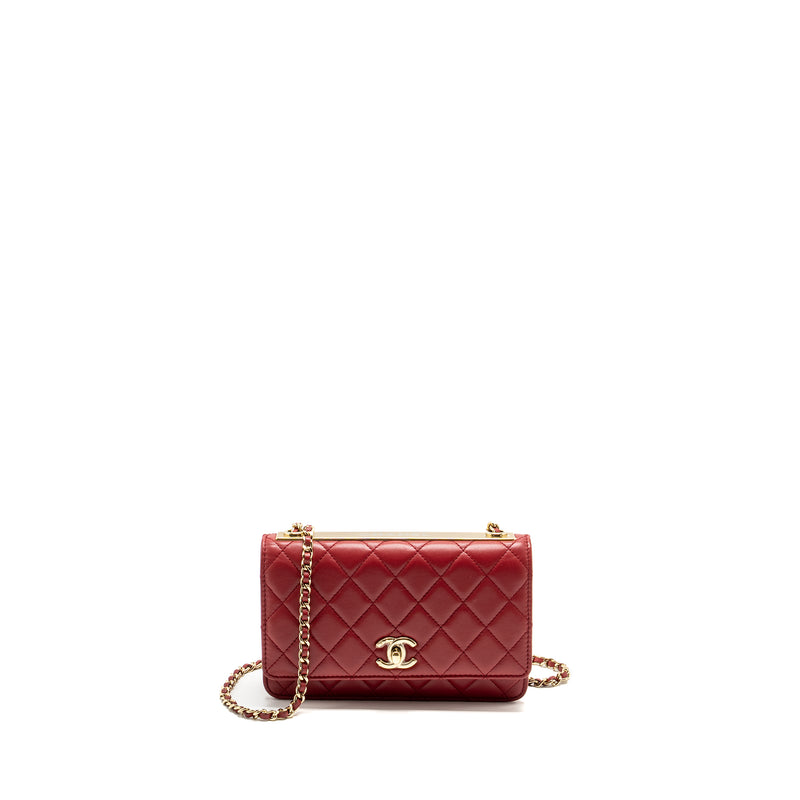 Chanel Trendy CC Wallet On Chain Lambskin Red LGHW