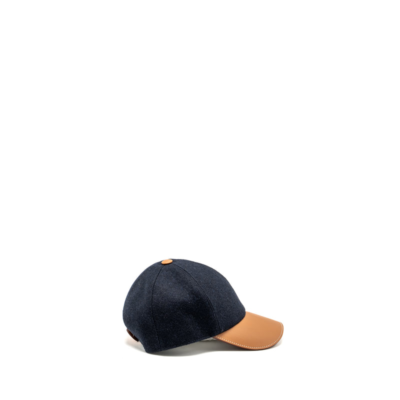 Hermes SIze 59 Casquette Homme Riley Dark Cap Wool Marine