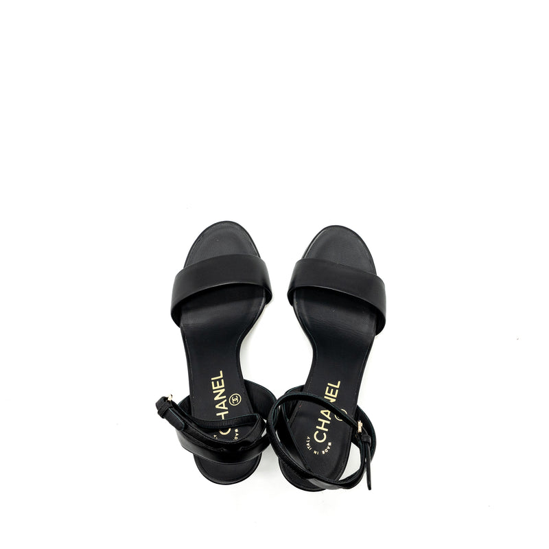 Chanel Size 36 Heel Sandals Leather Black