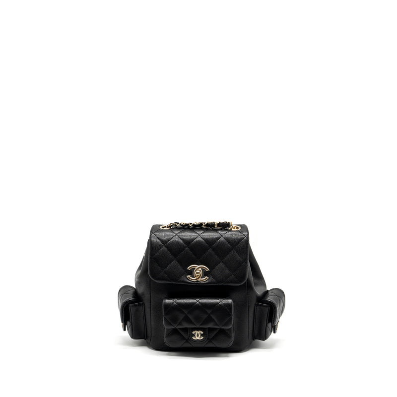 Chanel 23K triple pocket backpack caviar black LGHW (microchip)