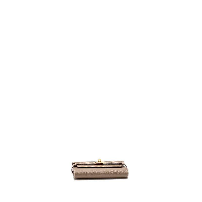 Hermes Kelly Wallet Epsom Etoupe GHW Stamp D