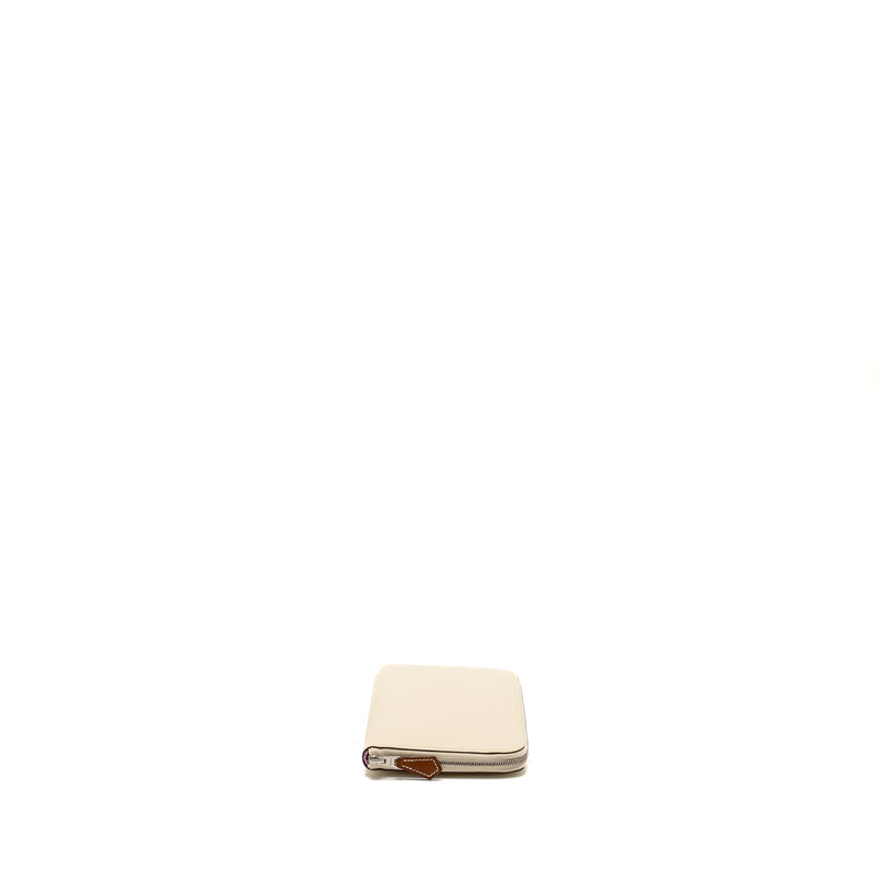 Hermes Silk In Classique Long Wallet Epsom/Silk Nata/Chai-Rose Pourpre SHW Stamp U