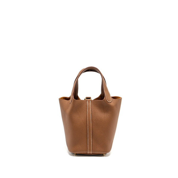 Hermes Picotin 18 Lock Bag Clemence Gold GHW stamp B