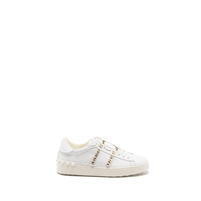 Valentino Size 38.5 Rockstud Untitled Sneakers Calfskin White