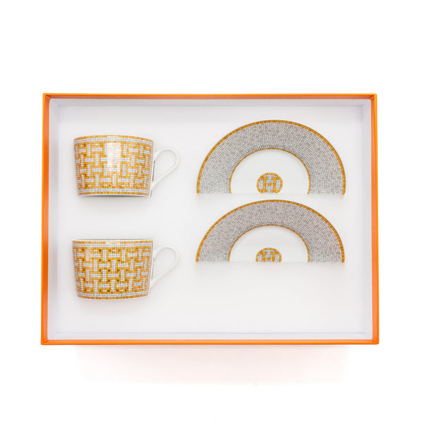 Hermes Mosaique Au 24 Gold Tea cup and Saucer