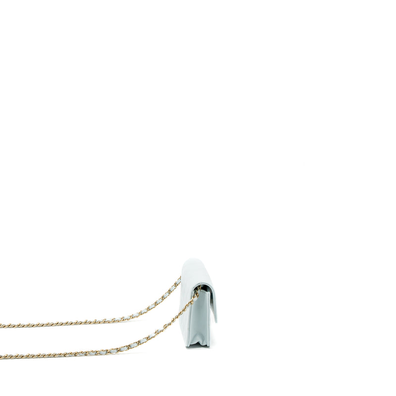 Chanel Mini Flap Bag Ribbon Chains Lambskin Light Blue LGHW