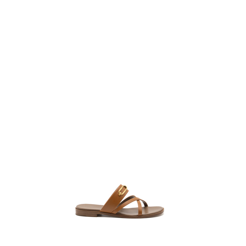 Hermes size 38.5 Claire sandal calfskin gold GHW