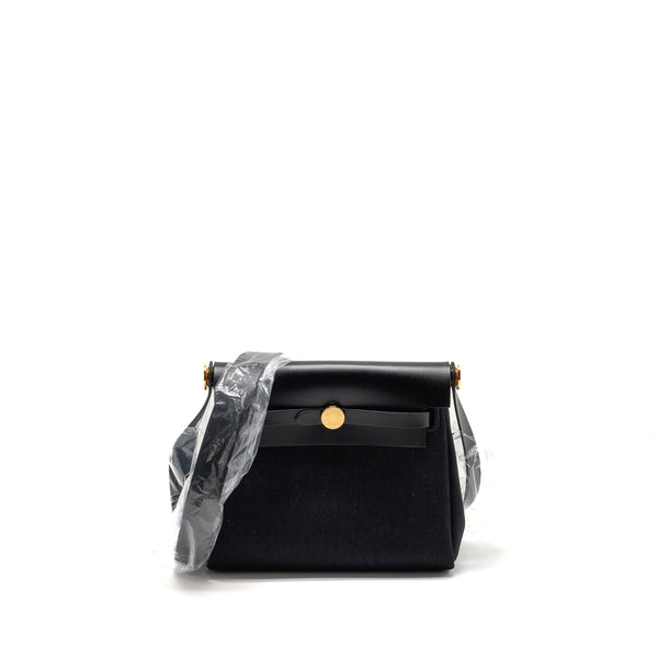 Hermes Herbag Mini Canvas/Hunter Black GHW Stamp W