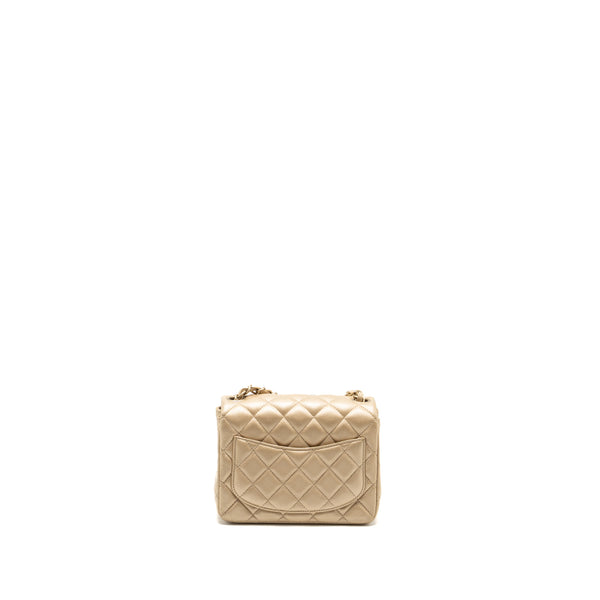 Chanel mini square flap bag lambskin gold GHW