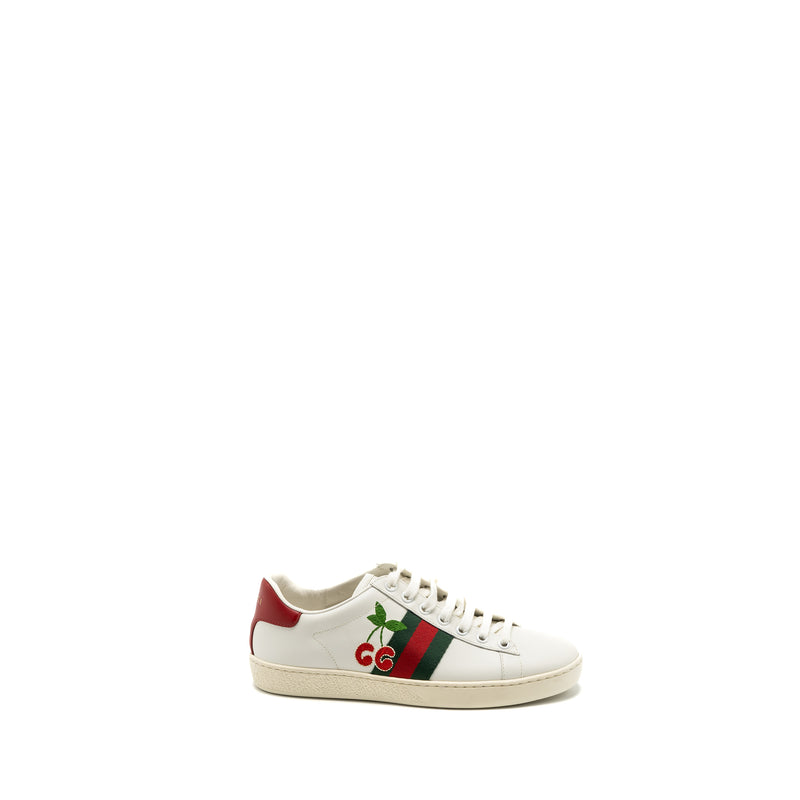 Gucci size 36 leather sneakers with GG cherry print white multicolour