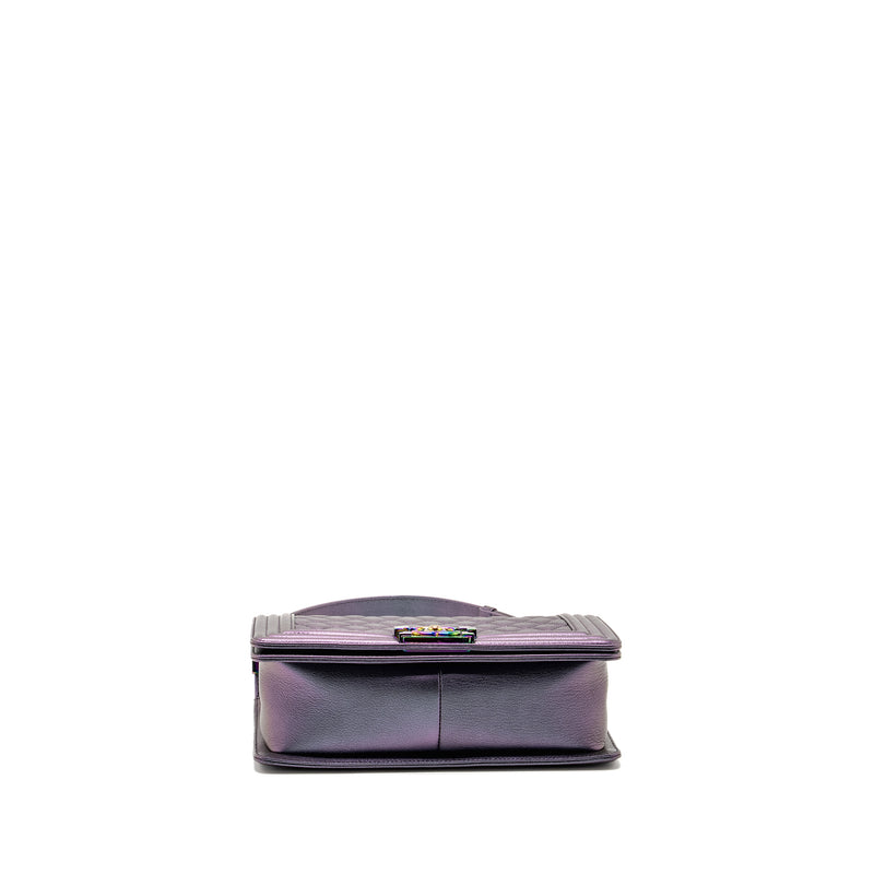 Chanel Medium Boy Bag Goatskin Iridescent Purple Multicolour Hardware