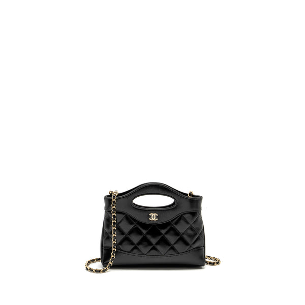 Chanel Mini 31 Clutch With Chain Shiny Calfskin Black LGHW (Microchip)