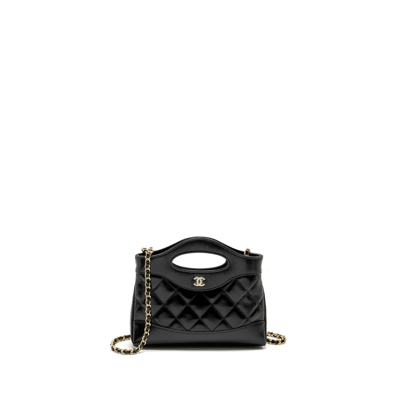 Chanel Mini 31 Clutch With Chain Shiny Calfskin Black LGHW (Microchip)