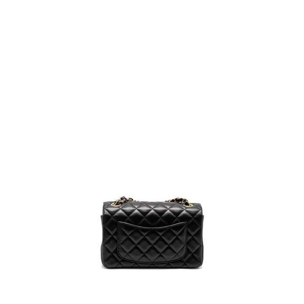 Chanel Mini Rectangular Flap Bag Lambskin Black LGHW (Microchip)