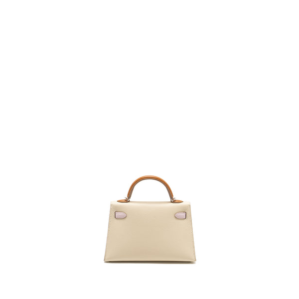 Hermes Mini Kelly II Epsom Craie/Mauve Pale/Gold SHW Stamp B