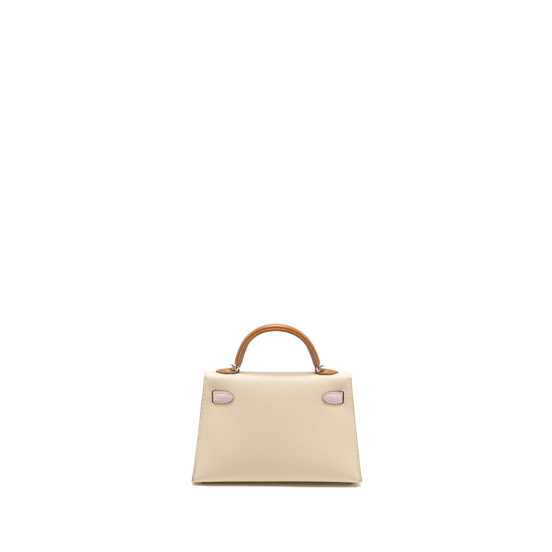 Hermes Mini Kelly II Epsom Craie/Mauve Pale/Gold SHW Stamp B