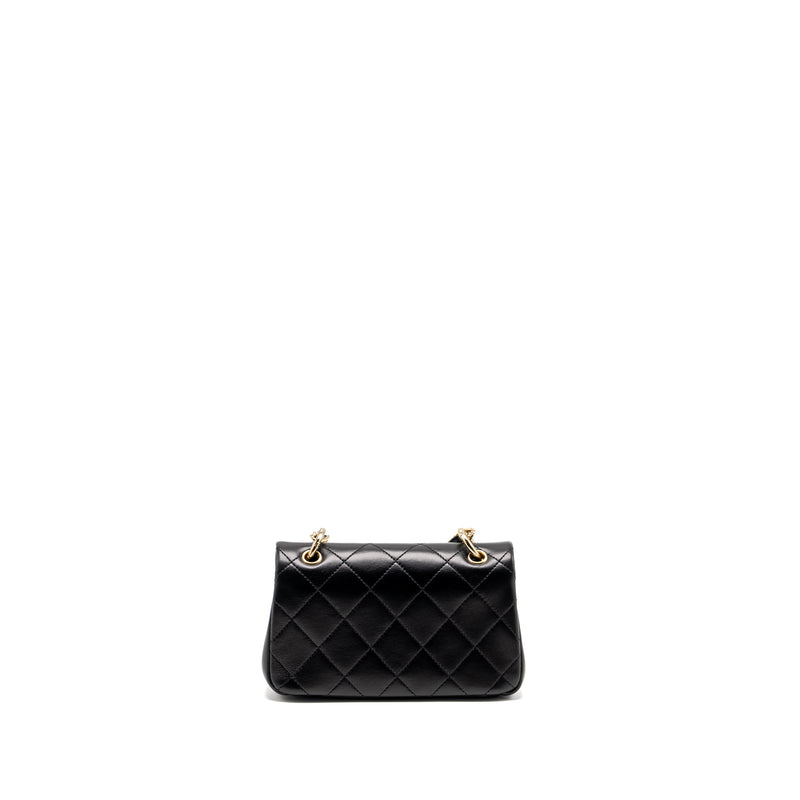 CHANEL Enamel CC Logo Quilted Rectangular Flap Bag Lambskin Black LGHW