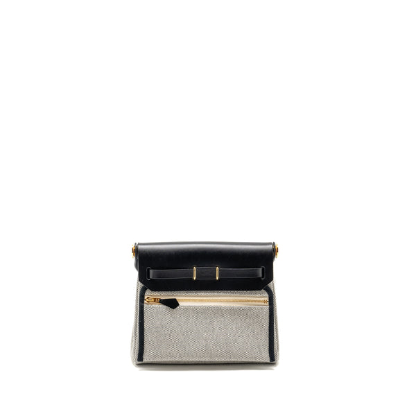 Hermes Herbag Mini Canvas/Cowhide Black/Ecru GHW Stamp W