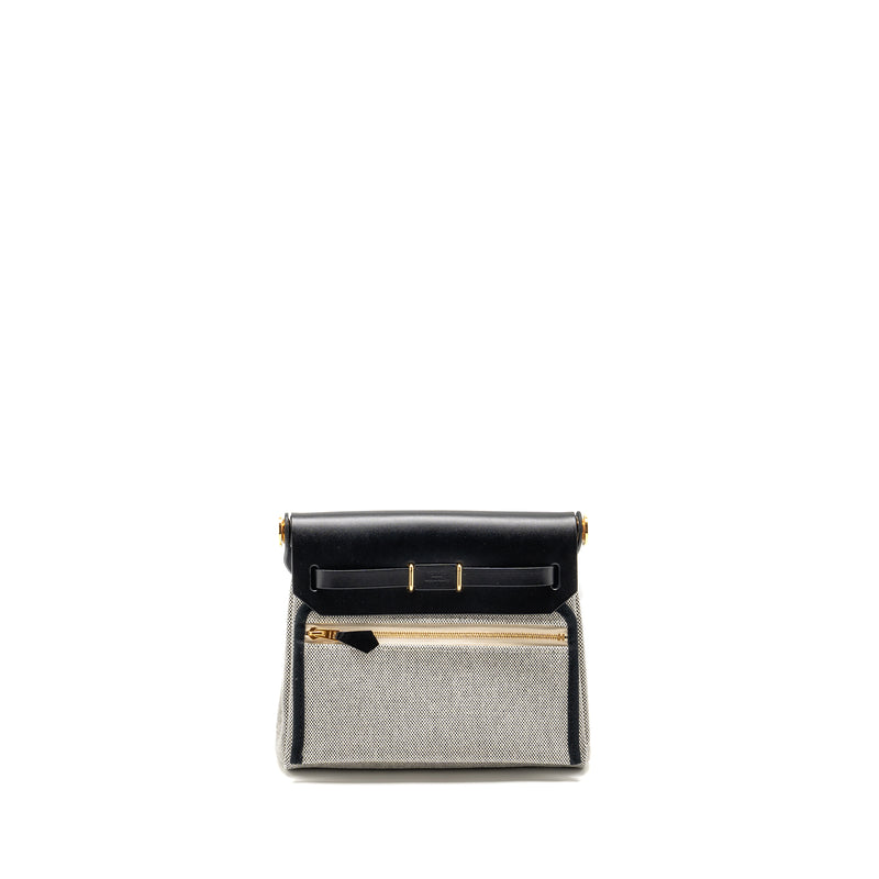 Hermes Herbag Mini Canvas/Cowhide Black/Ecru GHW Stamp W