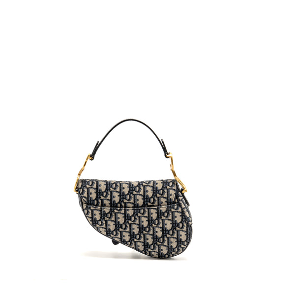 Dior Mini Saddle Bag Blue Oblique Jacquard Canvas GHW