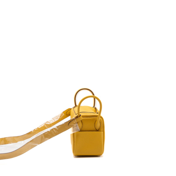 Hermes mini lindy clemence jaune amber GHW stamp D
