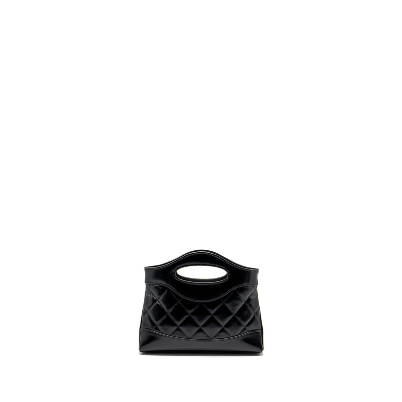 Chanel 24S 31 Mini Clutch with Chain Shiny Lambskin Black LGHW (Microchip)