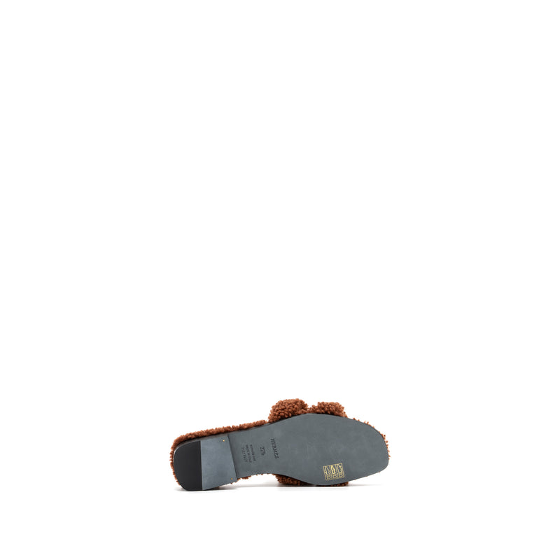 Hermes size 37.5 oran sandal shearling dark brown